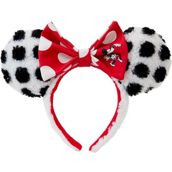 Loungefly Minnie Mouse Rocks The Dots Classic Sherpa Ear Headband  Dustbag main image 7